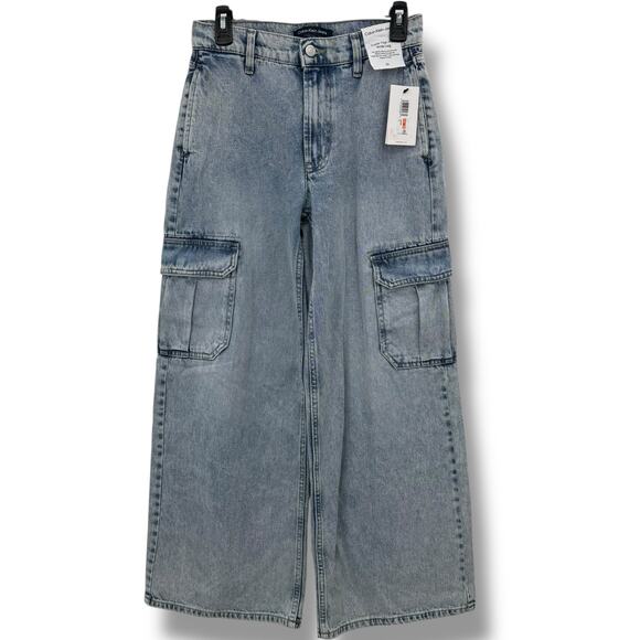 NEW Calvin Klein Super High Rise Wide Leg Jeans Size 26 Light Wash Blue Denim - Picture 1 of 8